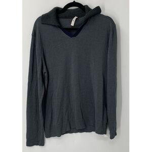 Mr P. mens gray collared v-neck long sleeve sweater sz L